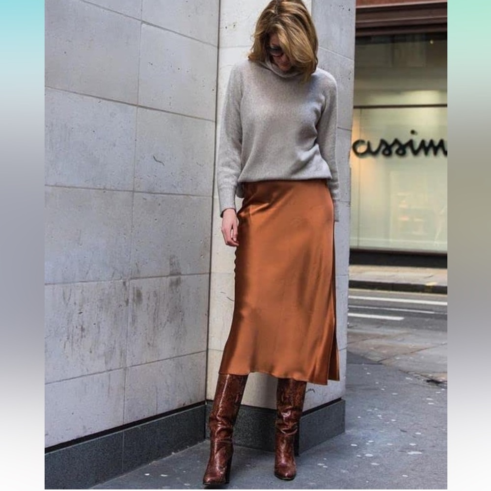 Satin midi skirt